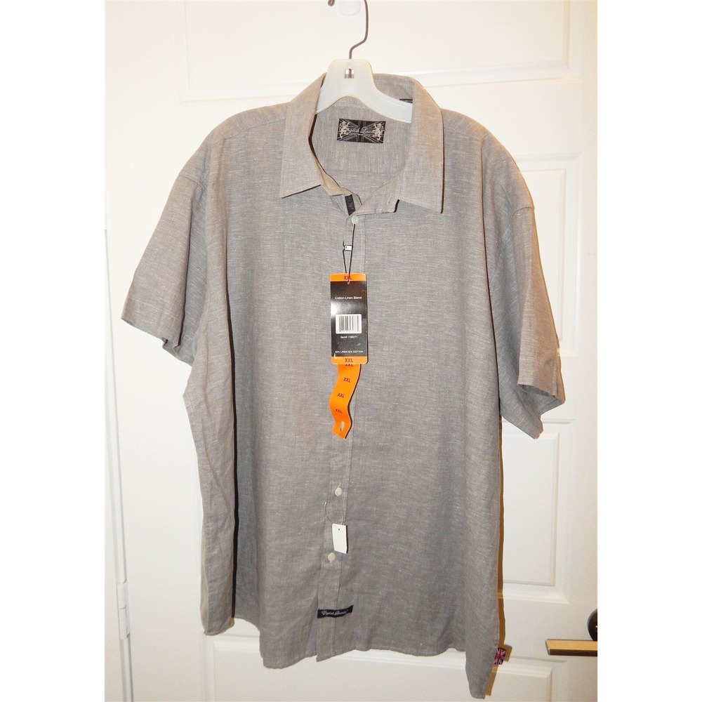 New English Laundry Gray‎ Linen Cotton Long Sleeve Shirt XXL